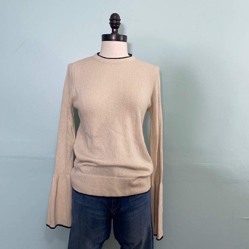 Lumiere Cream Fluted Wrist Fitted Sweater